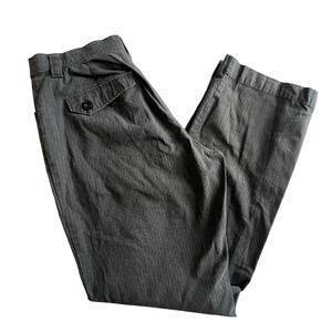 Lee Comfort Waistband Women Pants Dark Gray Herringbone Pinstripe Size 14 Medium